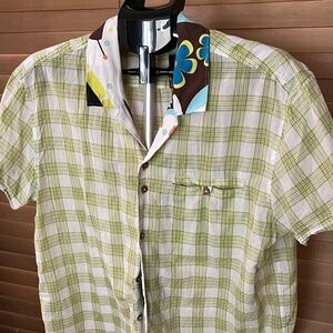 El Tuggle Palm Springs Green & White Plaid w/Contrasting Collar LARGE